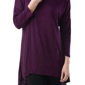 AZULES Soft Touch 2X Scoop Neck Cozy Comfy Popover Hi-Low Stretchy Rayon Tunic